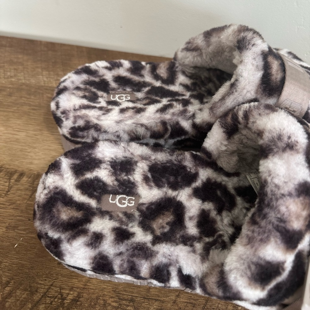 UGG Women's Fluffita Panther Print Slippers Slides Platform Sandals Size 8 - Picture 6 of 14